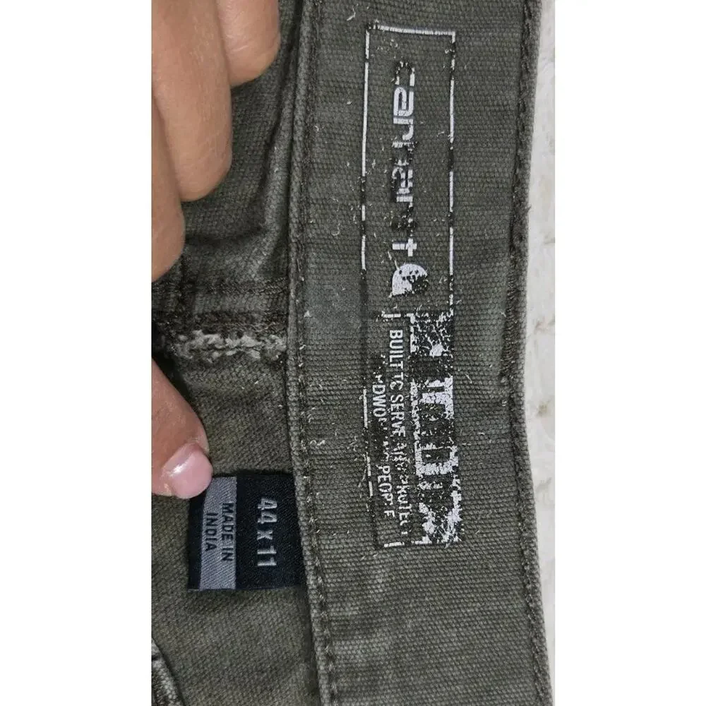 Carhartt Work Shorts Men's 44x11 Olive Gray Carpenter Utility Canvas #106
